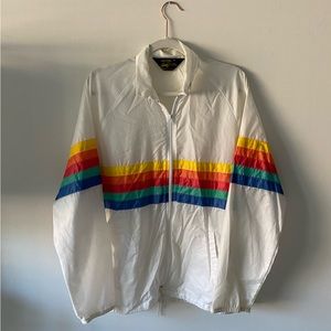 White/Rainbow Rain Jacket
